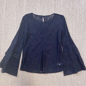 LOFT Lace Bell Sleeve Top--Size Small (EUC)